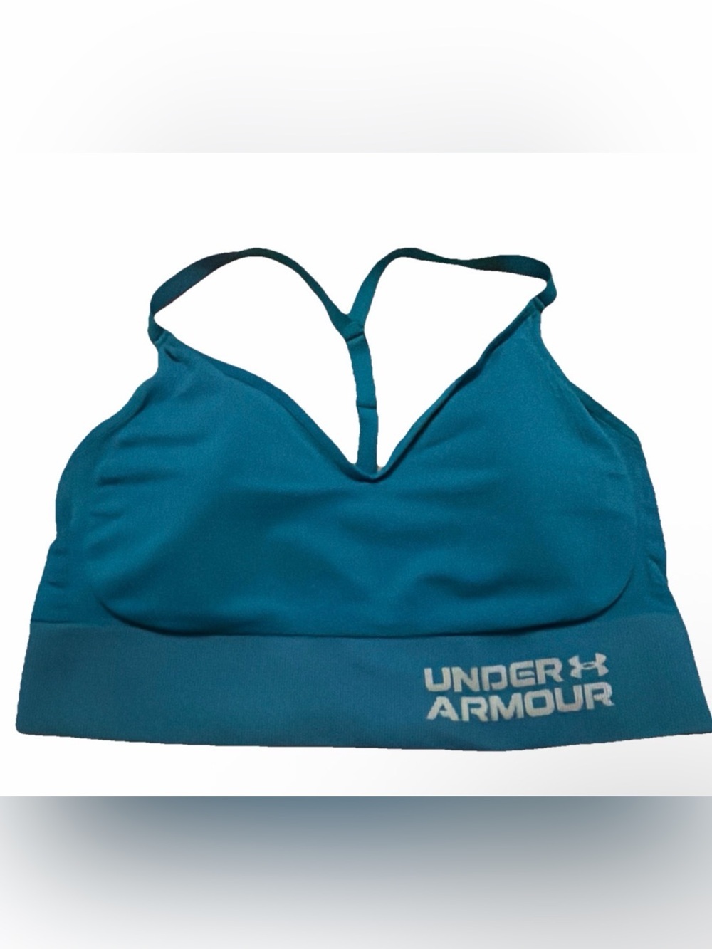 Under Armour Teal Blue Racerback Compression Workout Athletic Sports Bra XL